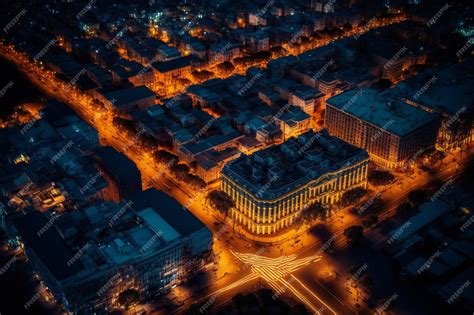 Premium Photo | Aerial at night view arts architecture modern buildings