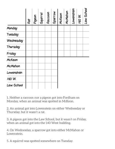 Logic Puzzles Printables