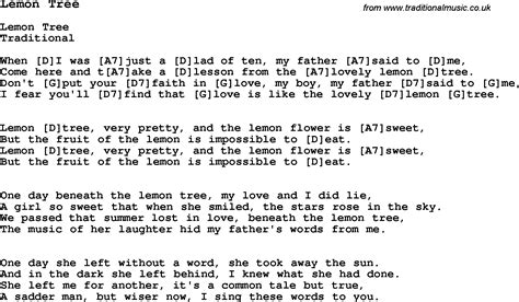 Traditional Song Lemon Tree with Chords, Tabs and Lyrics