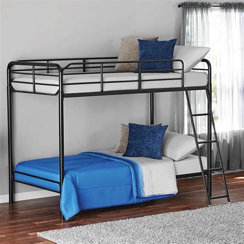 Black Bunk Bed Metal - 83 X63 X65 Sandy Black Metal Twin Xl Over Queen Bunk Bed Transitional ...