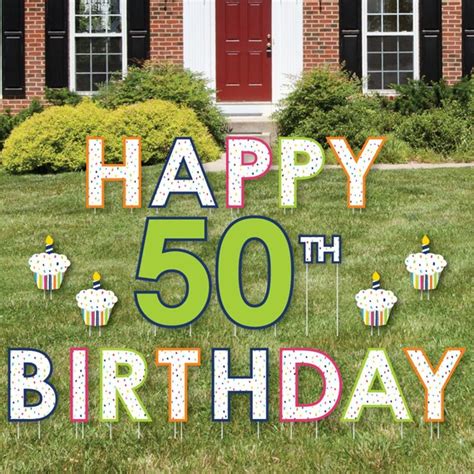 50th Birthday - Cheerful Happy Birthday - Yard Sign Outdoor Lawn ...