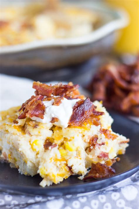 Cheesy Grits Casserole with Bacon and Corn