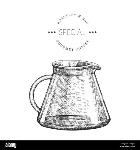 Alternative Coffee Maker Illustration. Vector Hand Drawn Isolated Glass Coffee Pot. Vintage ...