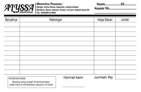 10+ Contoh Nota Percetakan Yang Bisa Anda Tiru - Massiswo.Com