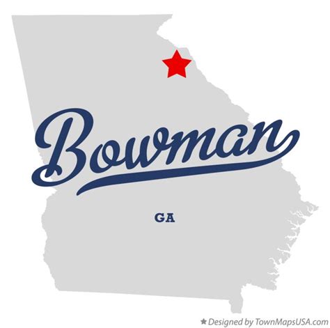 Map of Bowman, GA, Georgia