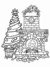 Christmas Fireplace Coloring Page sketch template