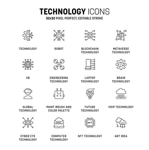 Technology icons set. Emerging technology icons. Information technology vector. Technology icons ...