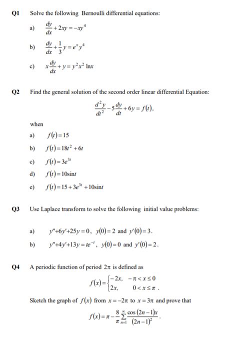 Solved Q1 Solve the following Bernoulli differential | Chegg.com