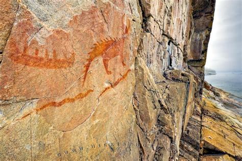 Pictographs Agawa Rock Lake Superior Provincial Park Ontario Canada ...