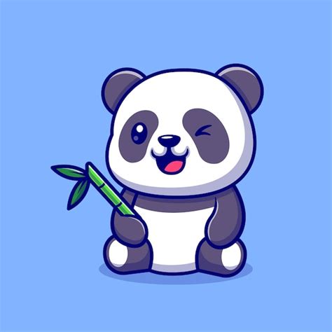 Free Vector | Cute Panda With Bamboo