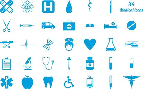 Set of 34 medical icons blue 2623830 Vector Art at Vecteezy