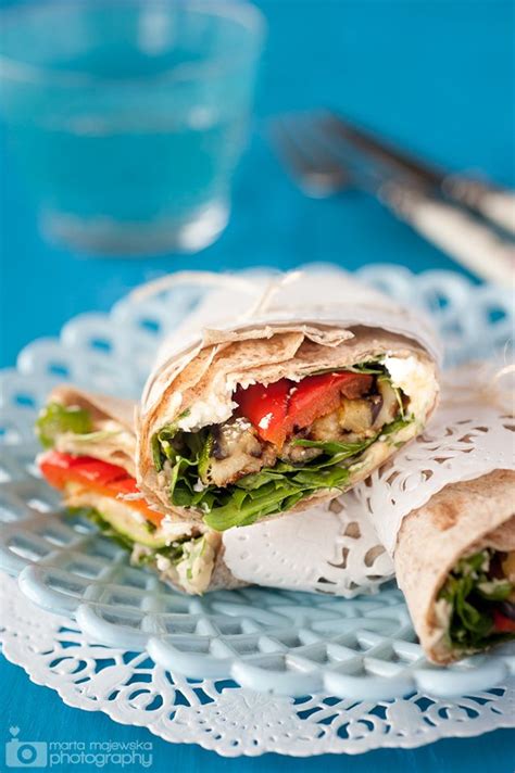 Whole-wheat Wraps with Grilled Veggies, Feta & Hummus | Grilled veggies, Food, Healthy recipes