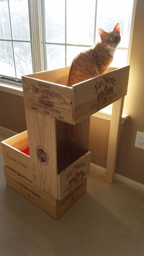 Homemade cat condo made from wine crates. I love this!! Raising Kittens ...