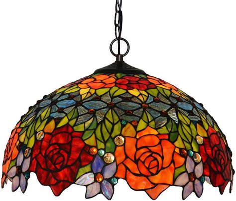 18-Inch Rose Design Tiffany Style Ceiling Pendant Light Fixture with ...