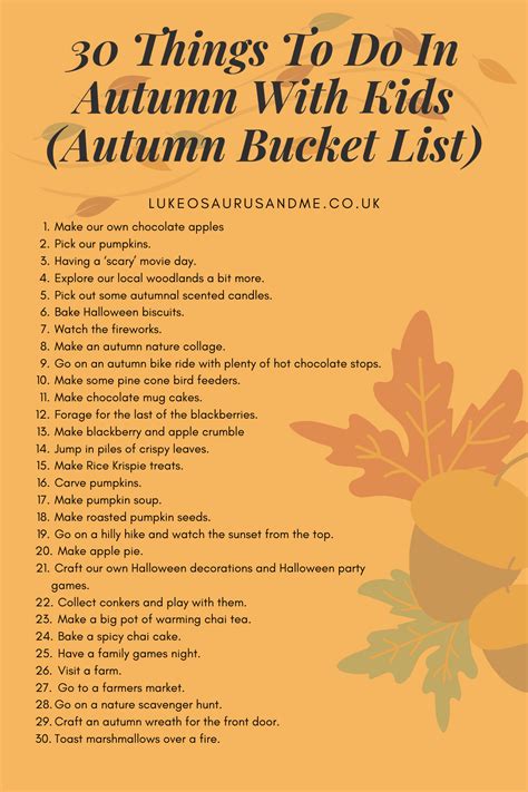 30 things to do in autumn with kids autumn bucket list – Artofit