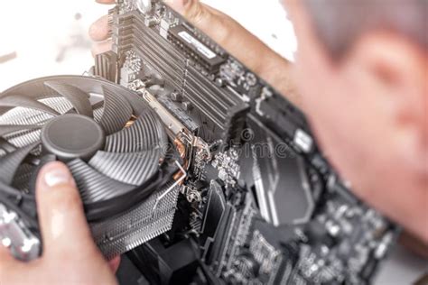 Installing or Repair the Air Cooling System of the PC Processor. Stock Photo - Image of chipset ...