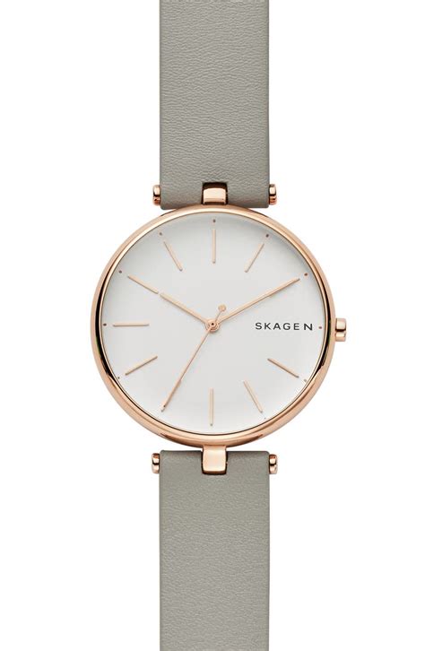 Skagen Signatur Leather Strap Watch, 36mm | Nordstrom