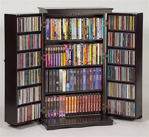 Solid Hardwood Mission Style CD/DVD/Blu-ray Storage Cabinet Black