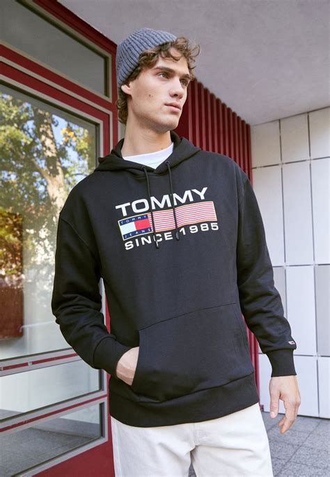 Tommy Jeans ATHLETIC LOGO HOODIE - Hoodie - black - Zalando.co.uk