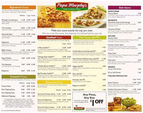 Papa Murphy's Pizza Menu, Menu for Papa Murphy's Pizza, Northeast ...