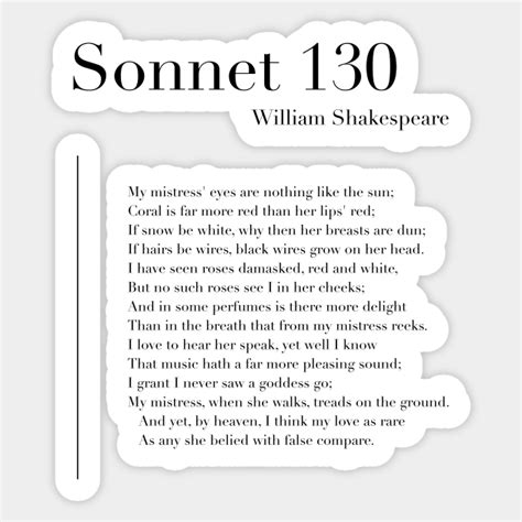 Sonnet 130 by William Shakespeare - Shakespeare - Sticker | TeePublic