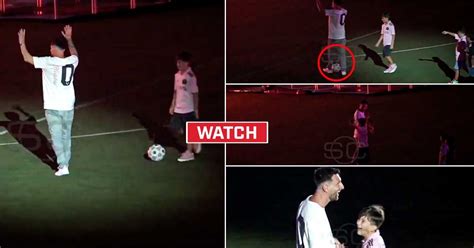 WATCH: Thiago Messi nutmegs father Lionel Messi during Inter Miami presentation