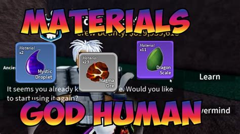 How To Get Materials Needed For God Human Blox Fruit Update 17 - YouTube