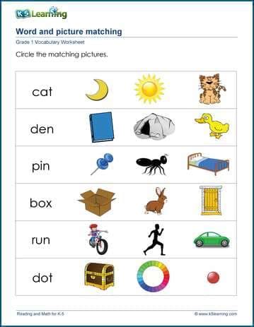 grade 1 grammar worksheets k5 learning - first grade vocabulary worksheets printable and ...