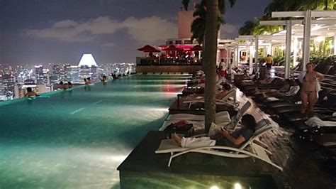 Marina Bay Sands Hotel Infinity Pool in Singapore at night