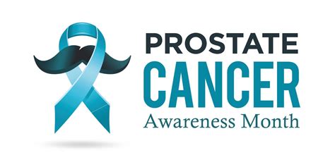 Prostate cancer awareness month poster design with blue ribbon and moustache. Men cancer ...