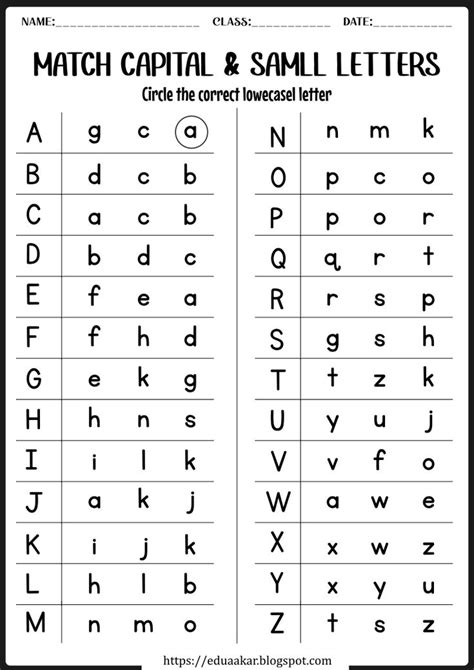 Small And Capital Letters Worksheet