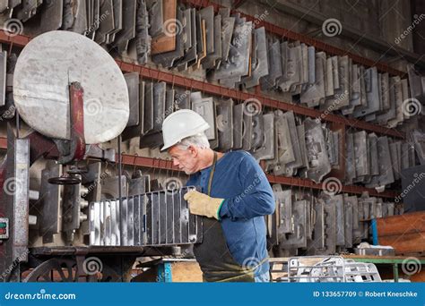 Senior Man As Foundry Worker Stock Image - Image of plate, tool: 133657709