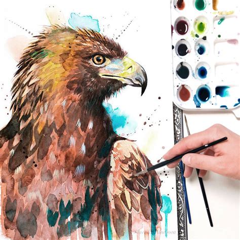 Golden Eagle Watercolor Painting Print by Slaveika Aladjova, Art ...