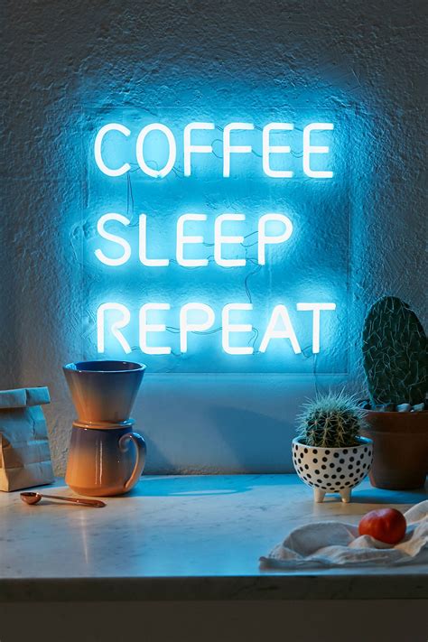 Coffee, Sleep, Repeat LED Neon Sign | Led neon signs, Neon signs, Neon ...