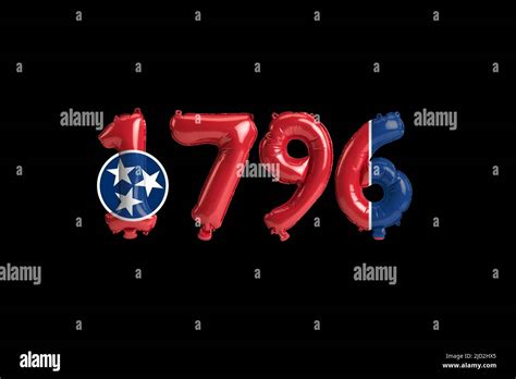 3d illustration of 1796 balloon with tennessee flag colors isolated on ...