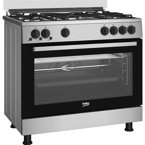 Beko Cooker 5 Burners 90cm Halogen Illumination Stainless & Black GGR ...