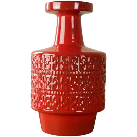 Large Modernist Bright Red West German Floor Vase by Fohr Pottery, circa 1970 | Floor vase, Huge ...