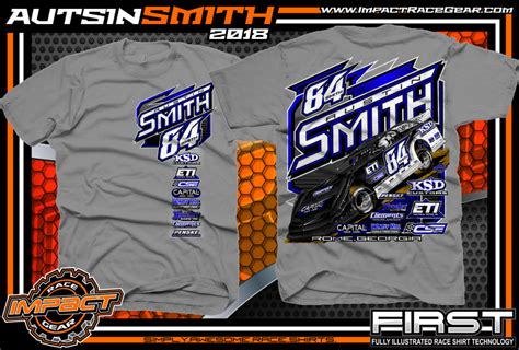 Austin Smith Lucas Oil Dirt Late Model Capital Race Cars Georgia Racing Shirts Medium Grey ...