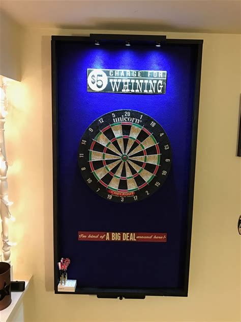 Dart board surround project with lights and laser toe line | Game room ...