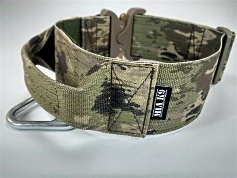 Tactical military dog collar with handle A-TACS iX camo 50mm