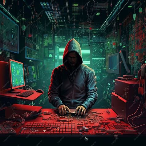 A hacker hacking a laptop desktop background wallpaper Generative Ai ...