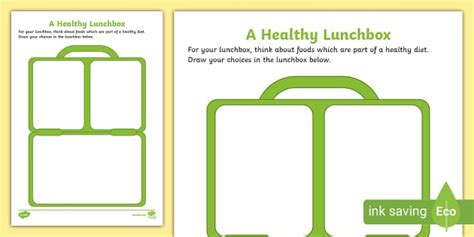 Healthy Lunch Box Food EYFS Worksheet | Lunch Box Template