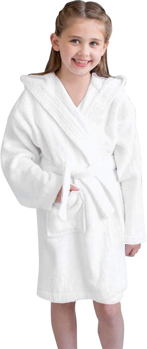 Abeera Girls Towel Bathrobe Super Soft Long Hooded Bathrobe for Girls 100% Egyptian Cotton Terry ...