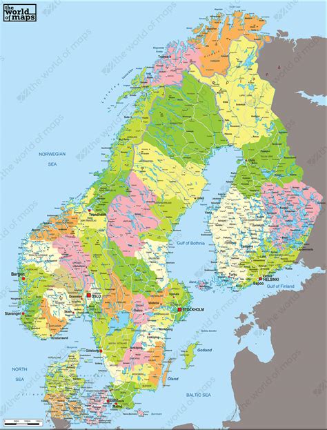 Digital Political Map Scandinavia 53 | The World of Maps.com