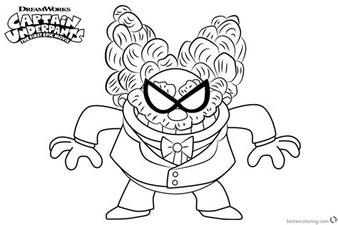 Captain Underpants Coloring Pages Professor Poopypants - Free Printable Coloring Pages