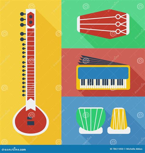 Pakistan Musical Instruments Icons Stock Illustration - Illustration of ...