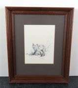 Vintage Framed Pen & Ink Fox Drawing - GC5 Auctions