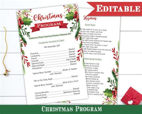 Christmas Program Editable Template Christmas Natividad - Etsy | Christmas program, Simple ...