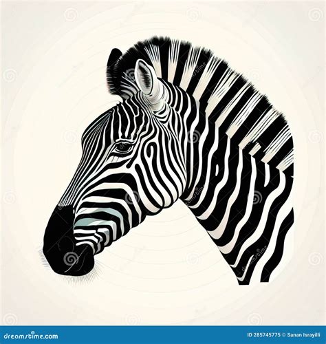 Zebra Head Isolated on White Background. Hand Drawn Vector Illustration Stock Image - Image of ...