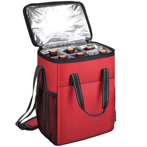 Kato 6 Bottle Wine Carrier - Insulated Wine Carrying Case Cooler Tote ...